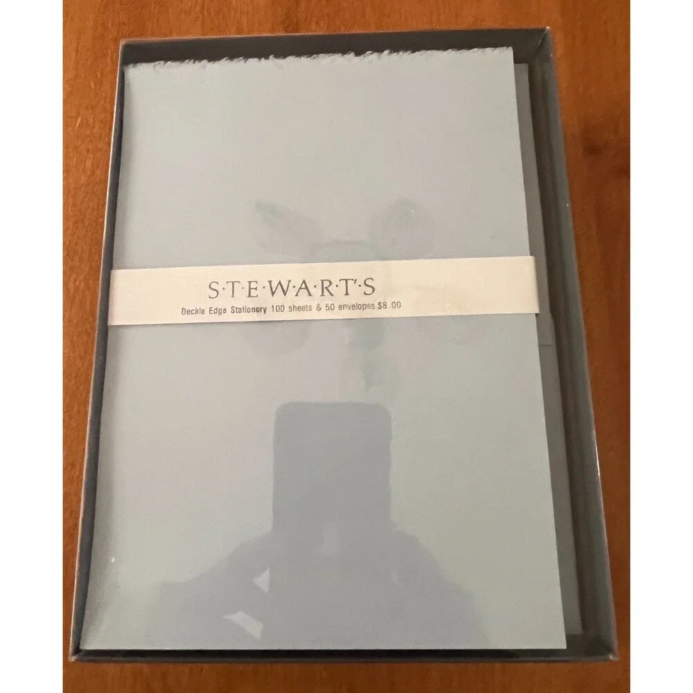 Stewarts Deckle Edge Stationery Baby Blue 100 Sheets 50 Envelopes VINTAGE NEW